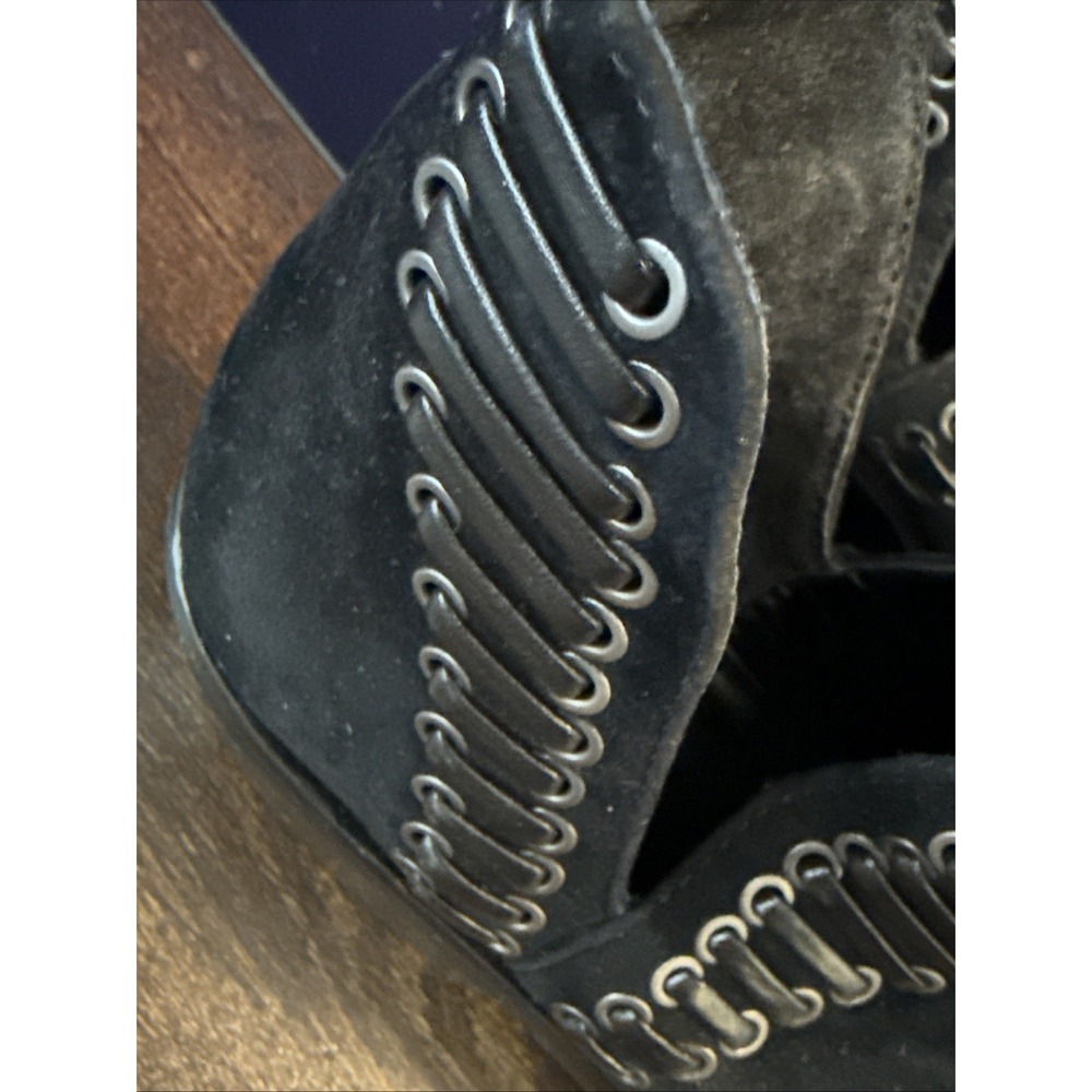 Vince Camuto Boots Womens 6M Pevista Ankle Bootie Black Leather Cut-Out Block - Picture 5 of 12